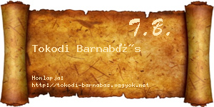 Tokodi Barnabás névjegykártya